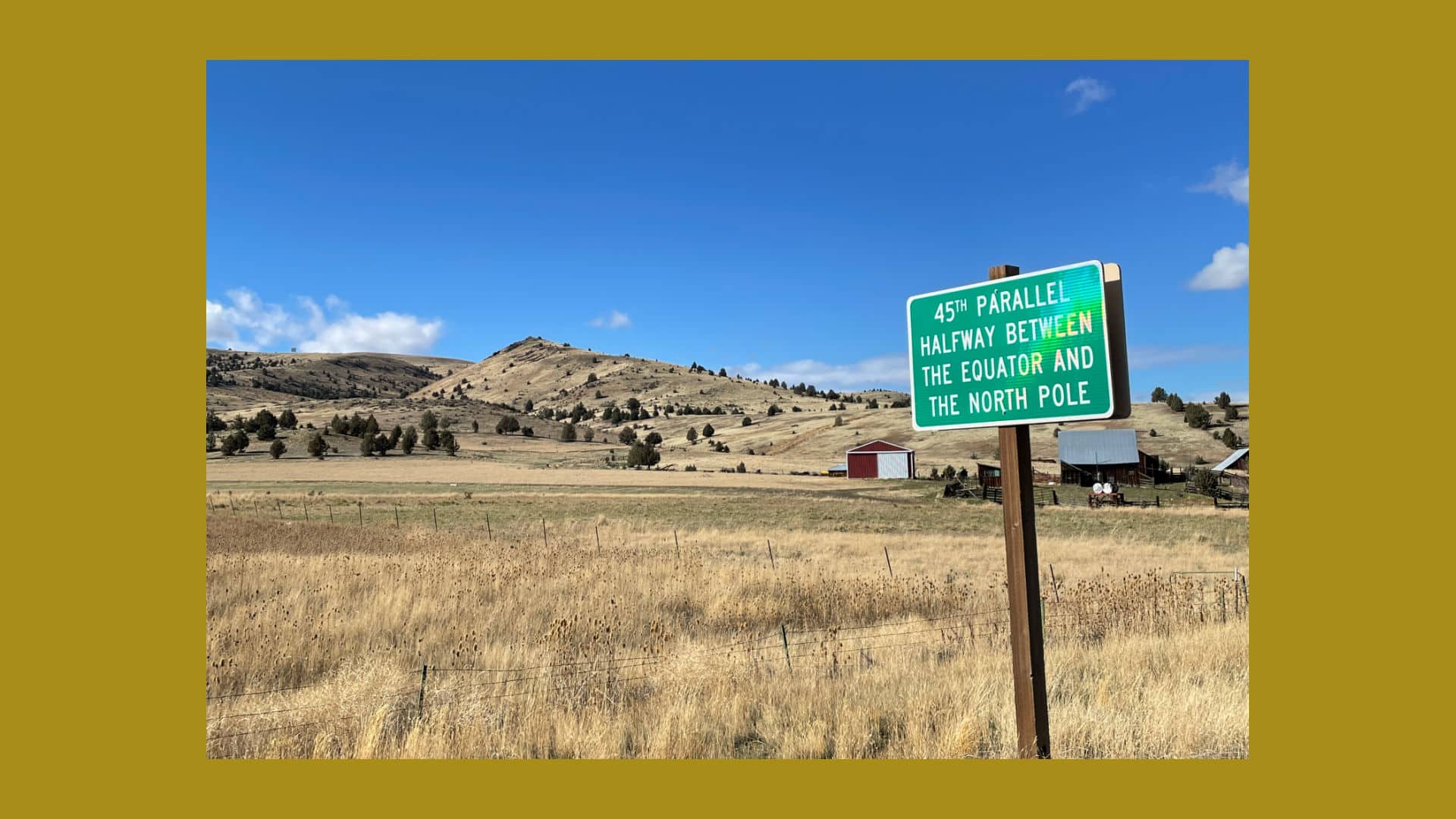 45th Parallel Road Sign Fossil Oregon