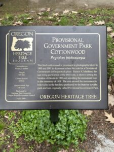 Provisional Government Park Cottonwood information plaque