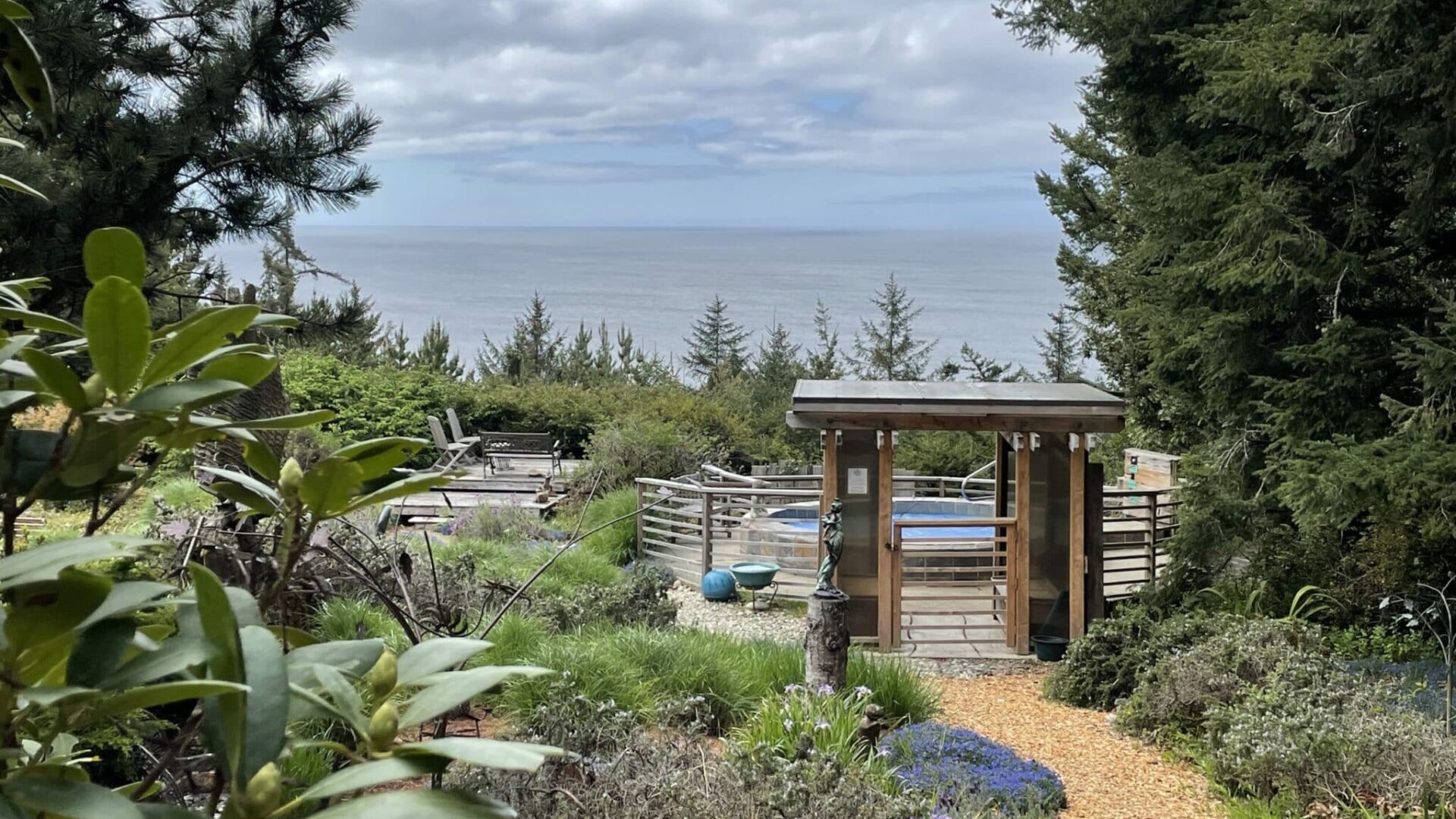 WildSpring Guest Habitat Gardens overlooking the Pacific Ocean