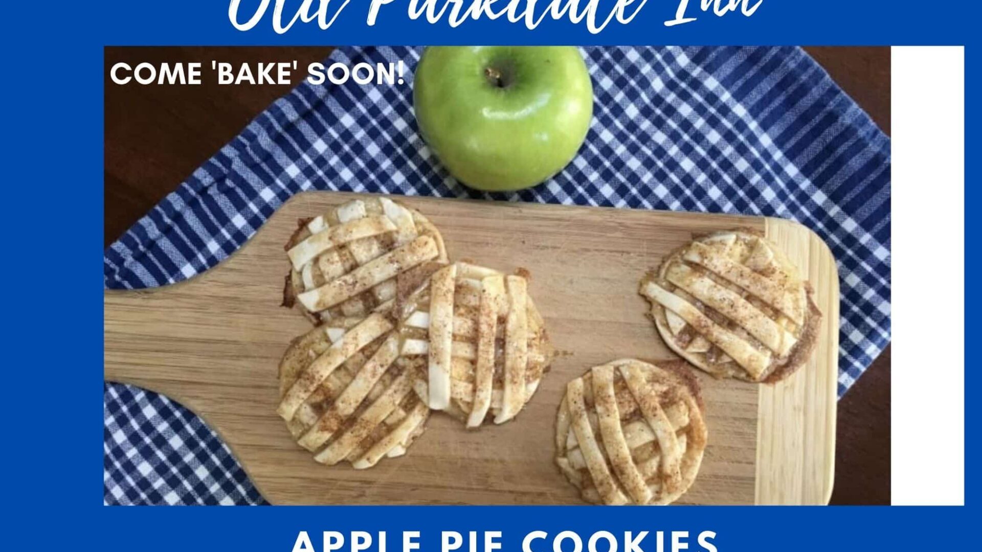 Apple Pie Cookies on a wooden board with a fresh green apple
