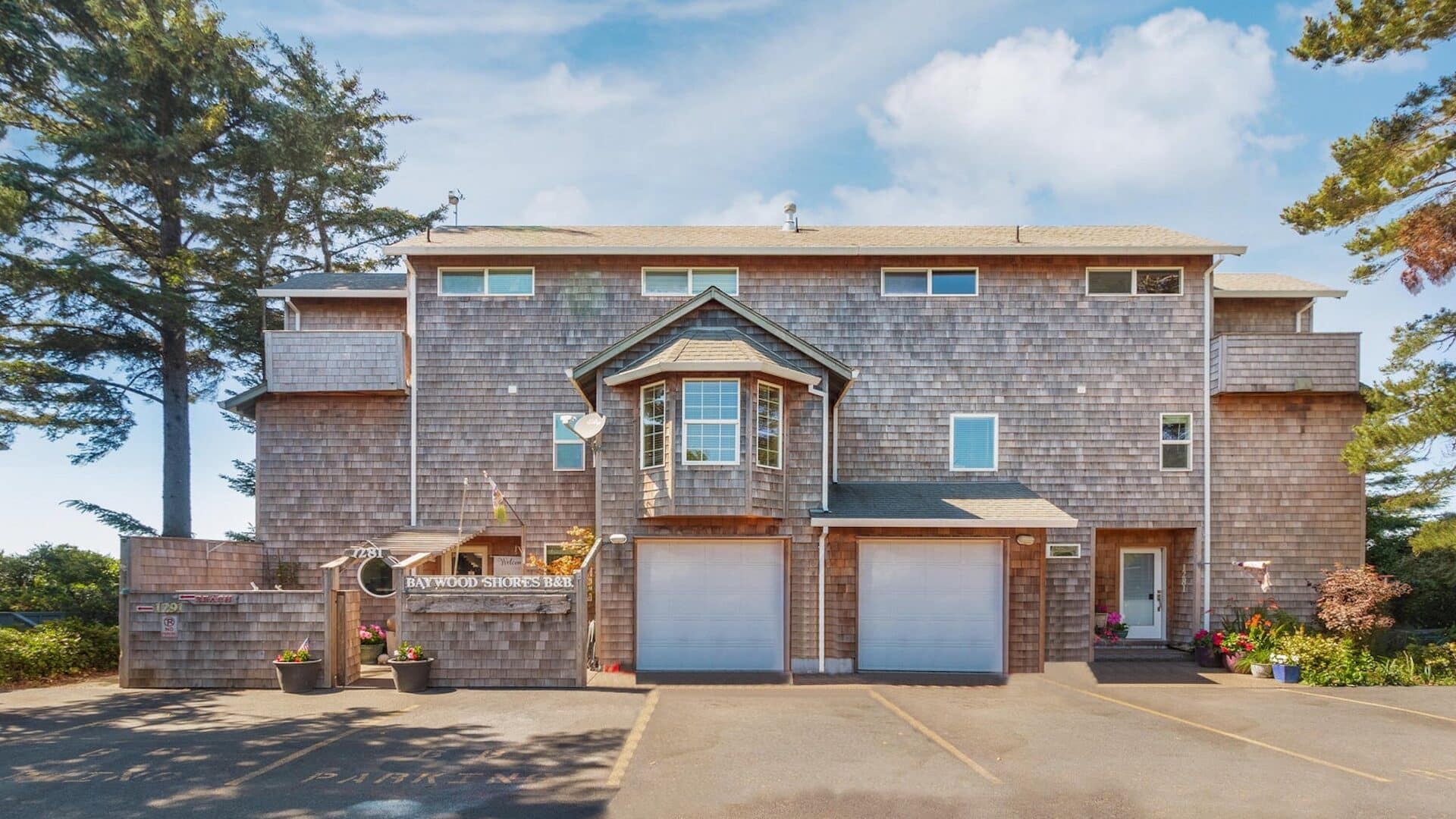 Large two story cedar shingled bed and breakfast