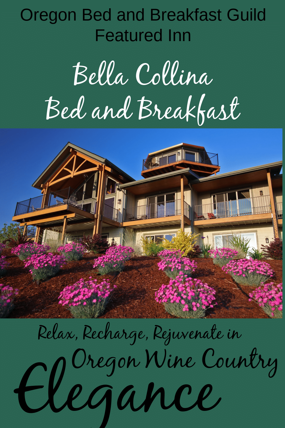 Bella Collina Bed and Breakfast pinterest pin on dark green