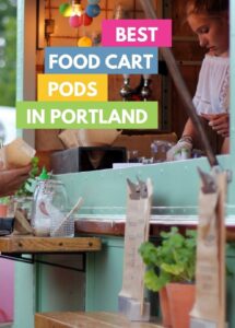 woman prepping food in a Portland Food Cart