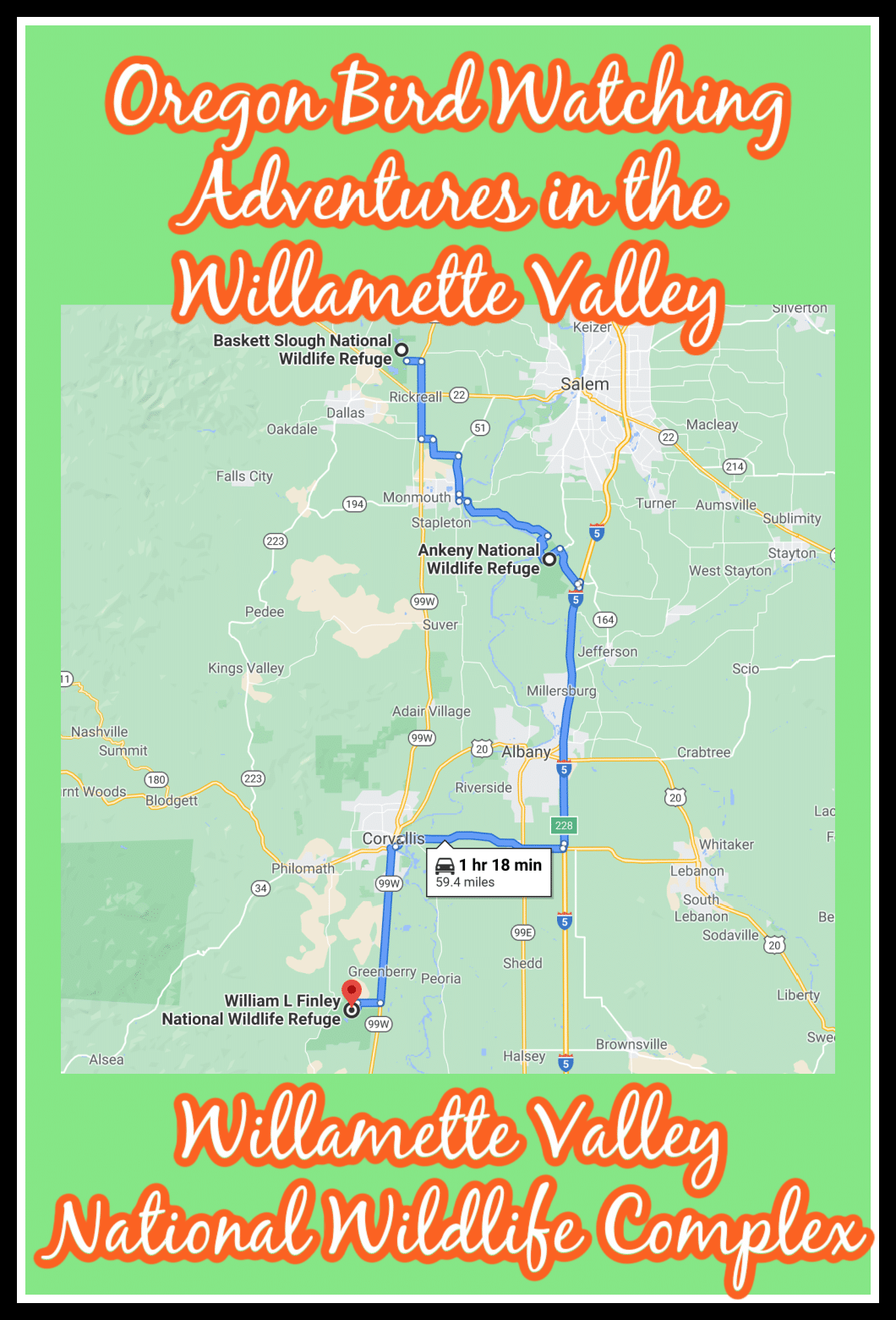 Oregon Bird Watching Adventures in the Willamette Valley map