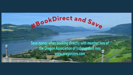 Book Direct at an Oregon Bed and Breakfast Banner featuring the Columbia River Gorge