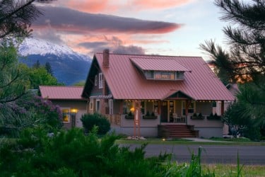 Bronze Antler Bed and Breakfast and a pink sunset