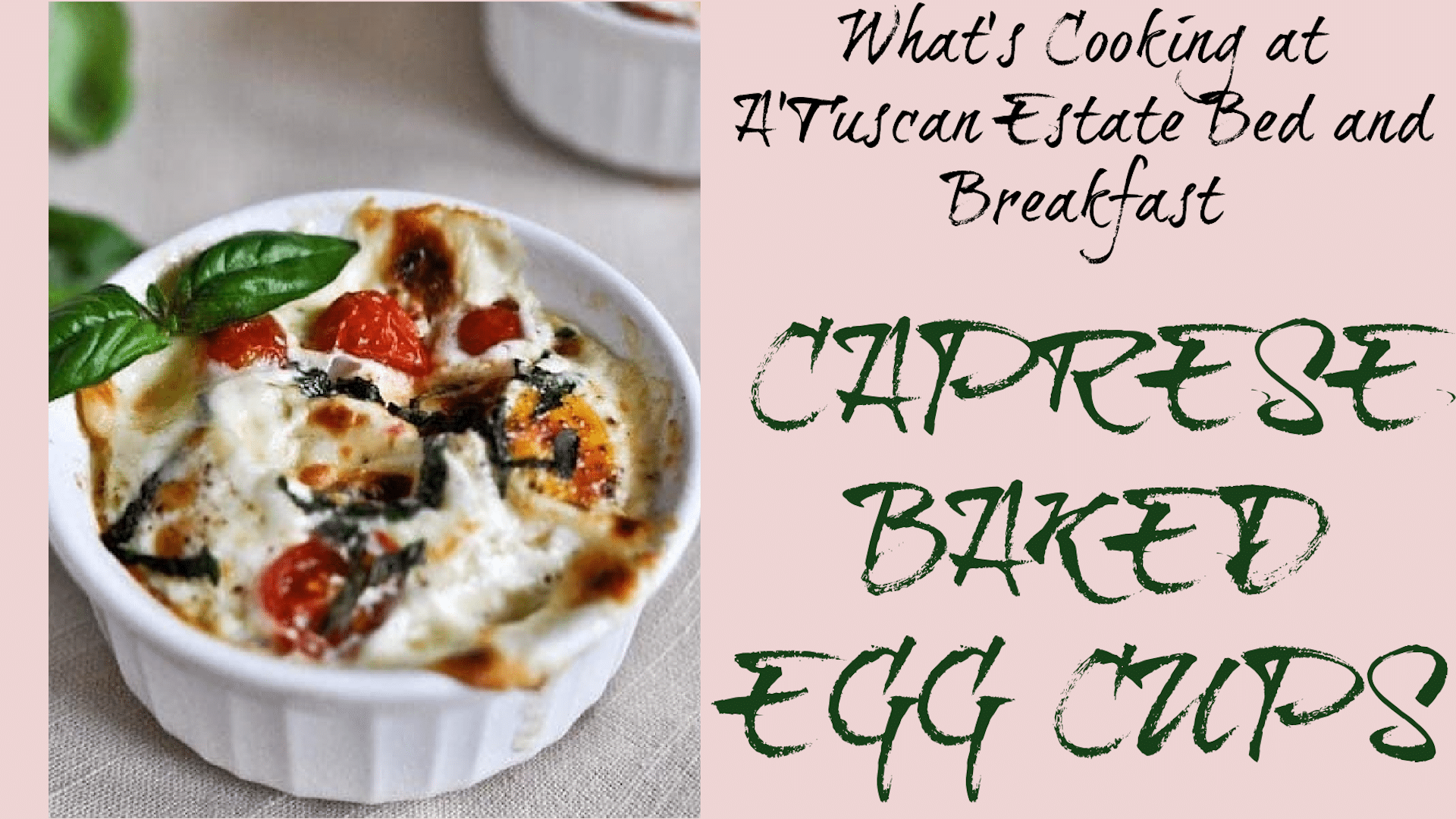 Caprese Baked Egg in white ramekin