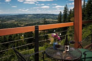 Deck overlooking the Willamette Valley from Chehalem Ridge Bed and Breakfast