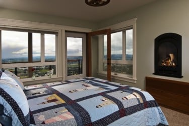 Chehelam Ridge suite with fireplace and Willamette Valley view