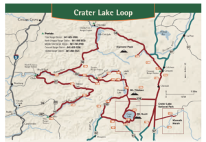 Map of the Crater Lake Loop of the Oregon Cascade Birding trails
