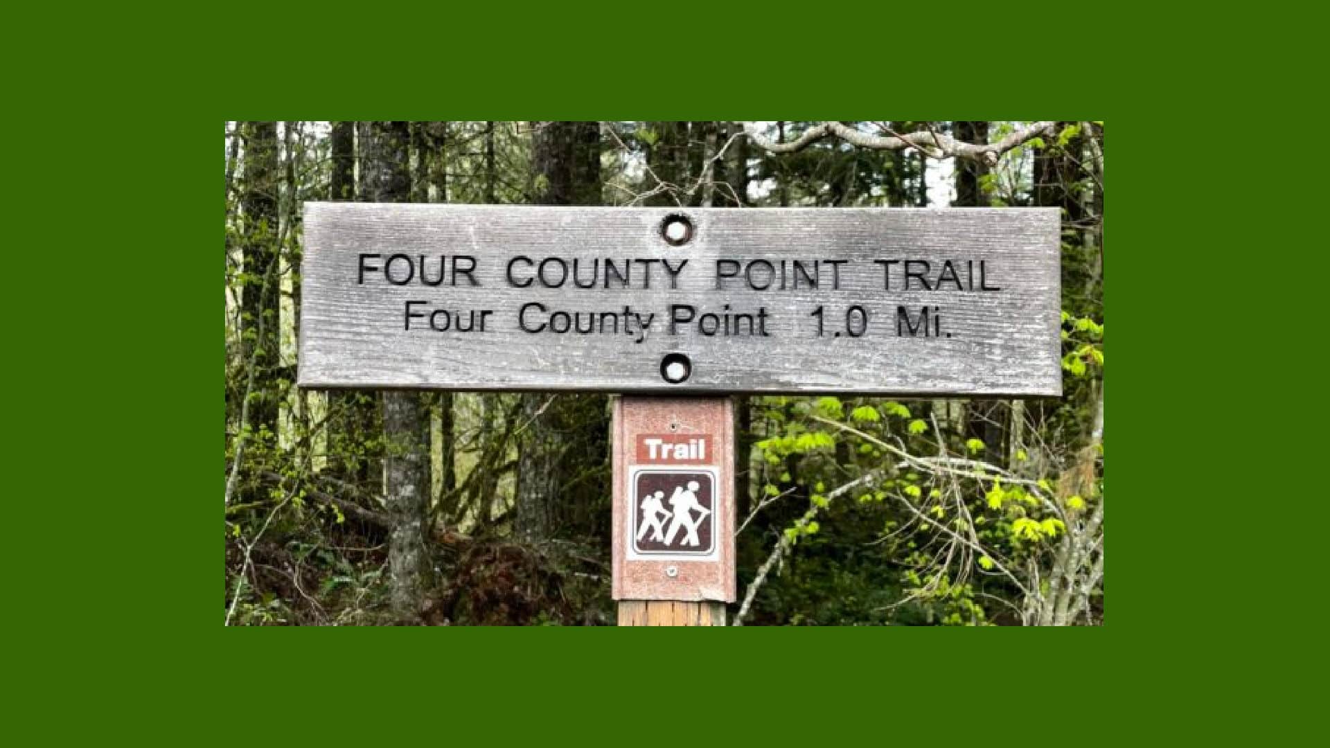 Four County Point in the Tillamook State Forest trail marker