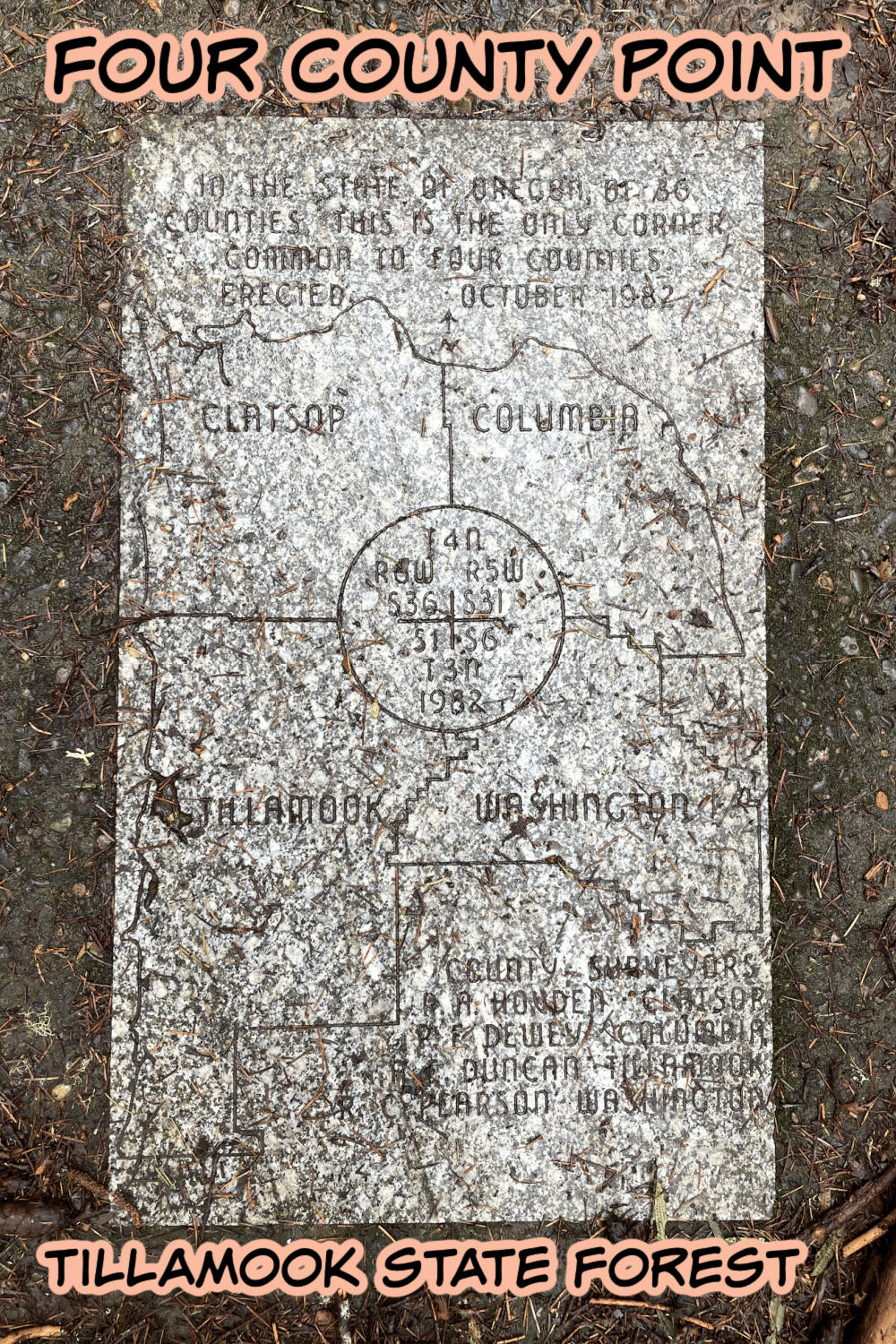 Four County Point in the Tillamook State Forest plaque