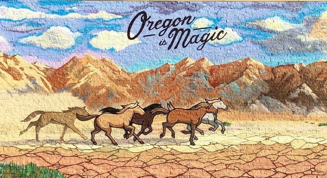 Wild Horses running across the Oregon Desert