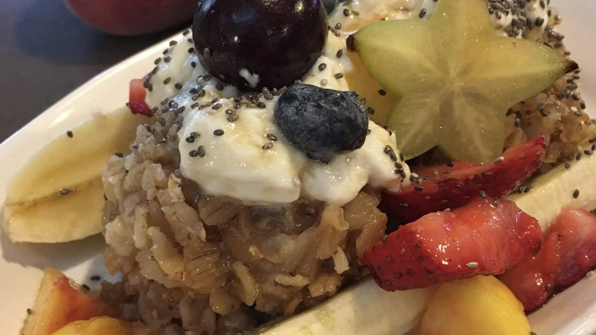 Banana Split with oatmeal and fresh fruit