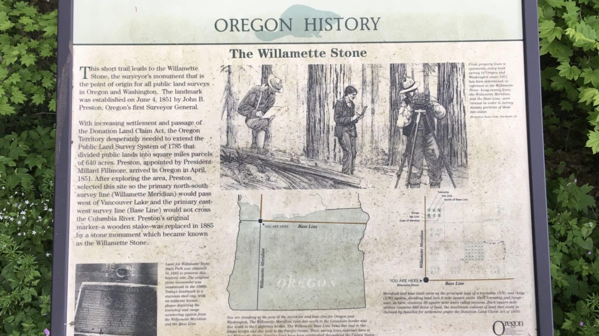 The Willamette Stone State Heritage Site informational sign