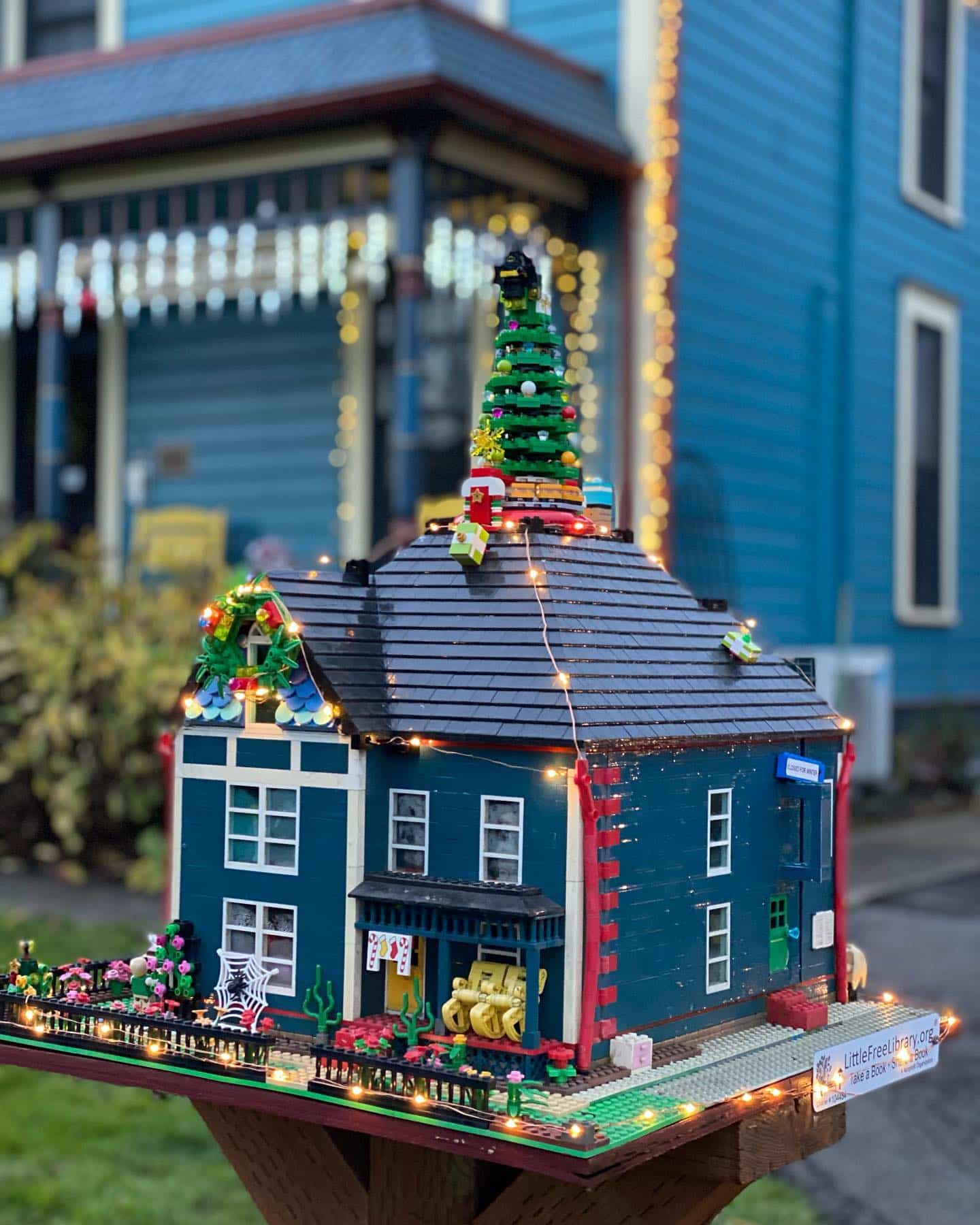LEGO Little Free Library in front of MaMere's Guest House