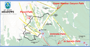 Mt Hood Meadows waterfalls map