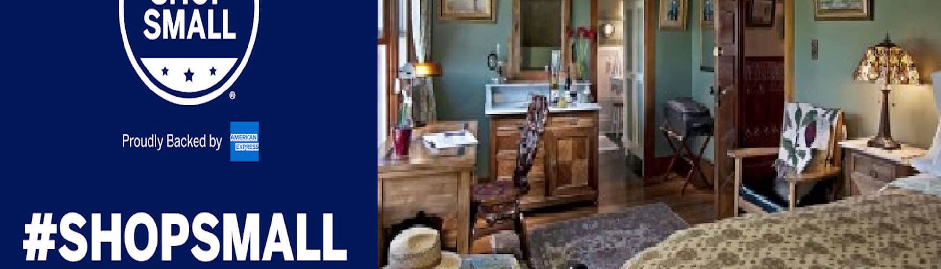 Shop Small with us banner featuring the Bronze Antler B&B