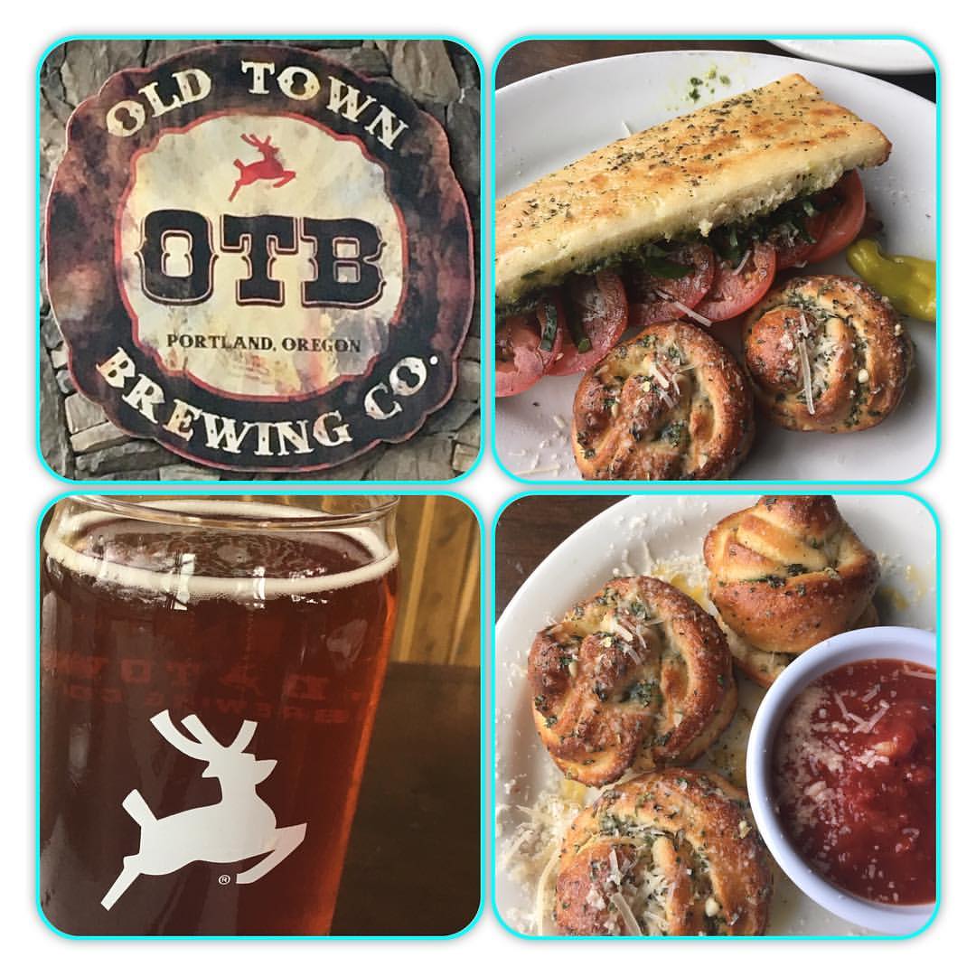 Old Town Brewing collage with logo food and drink