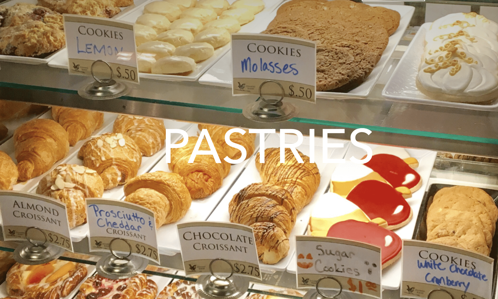 display of pastries at Overbird Bakery