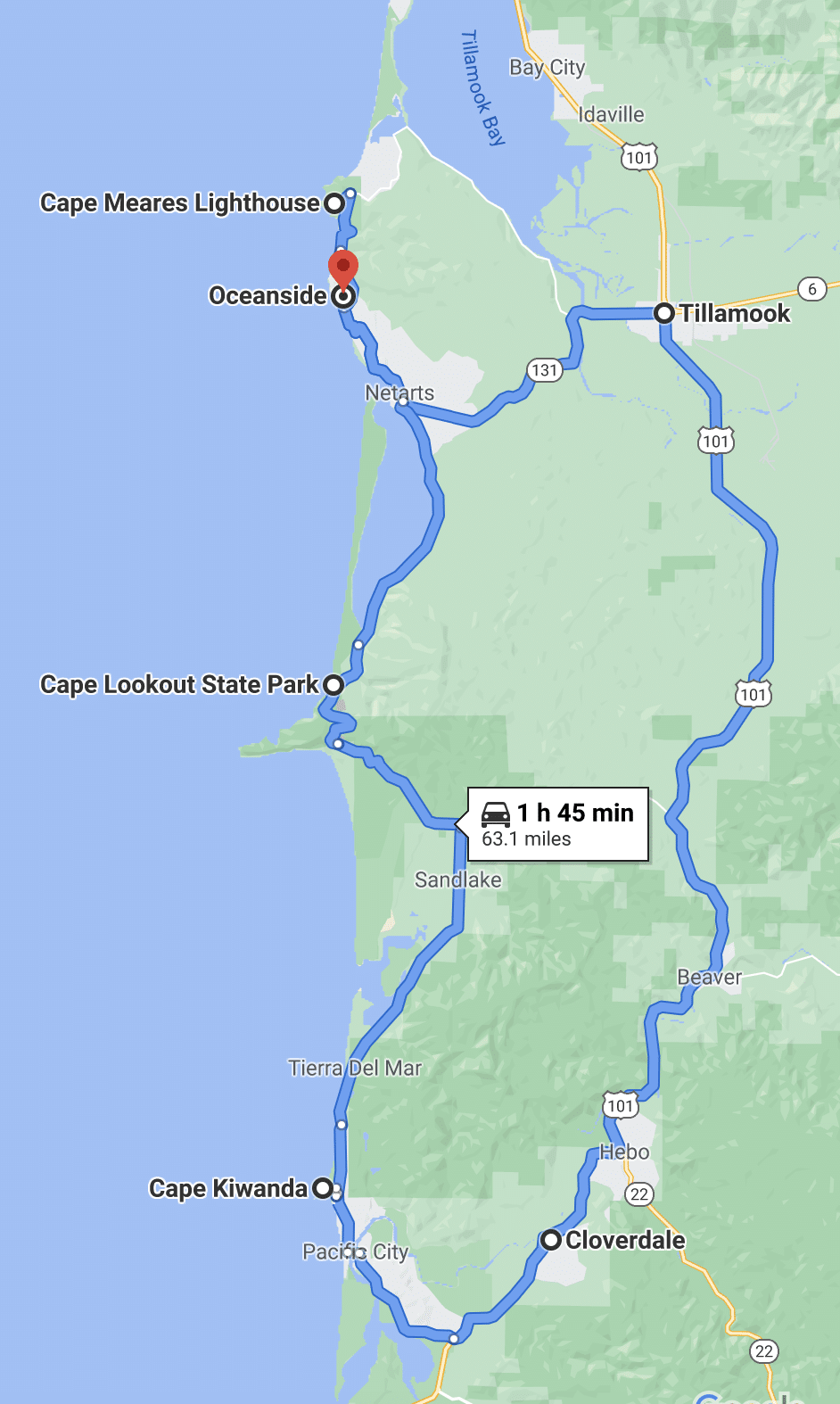 Three Capes Scenic Drive Map