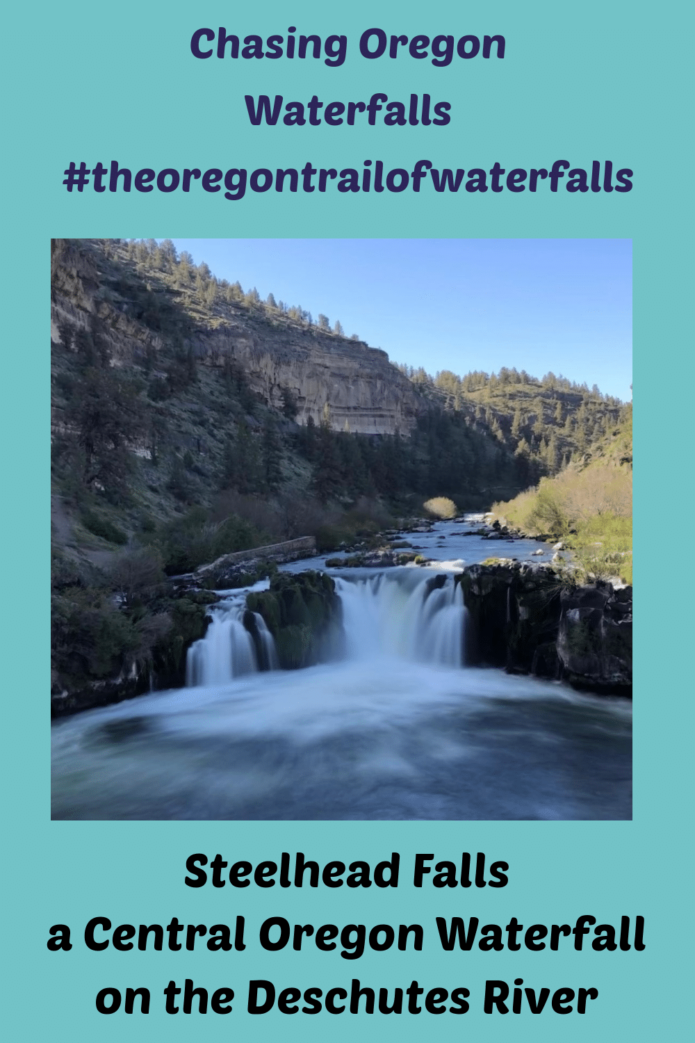 Pinterest Pin of Steelhead Falls in Central Oregon