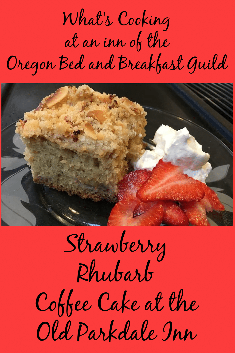 Pinterest Pin for a Strawberry-Rhubarb Coffee Cake