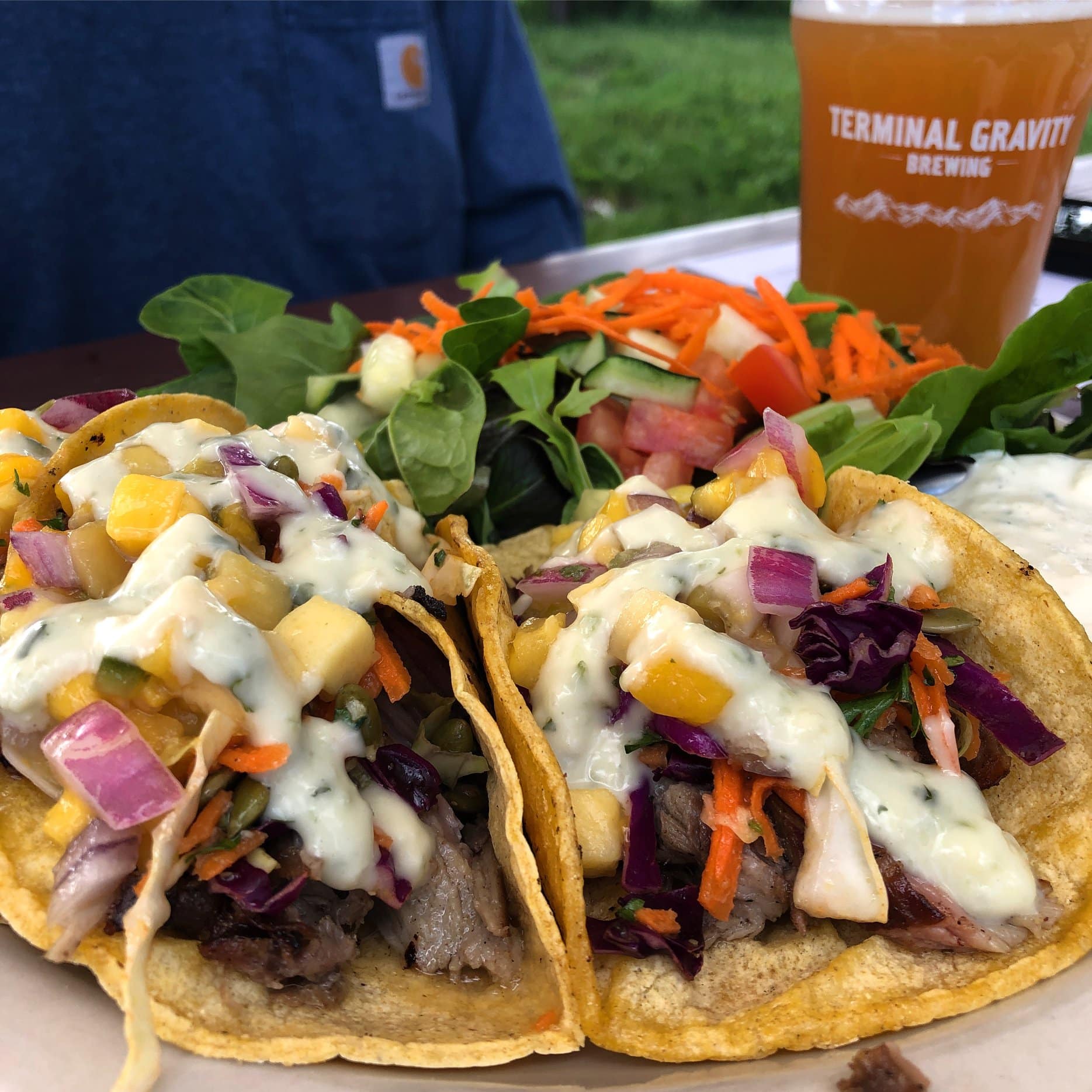 Terminal Gravity tacos and a beer