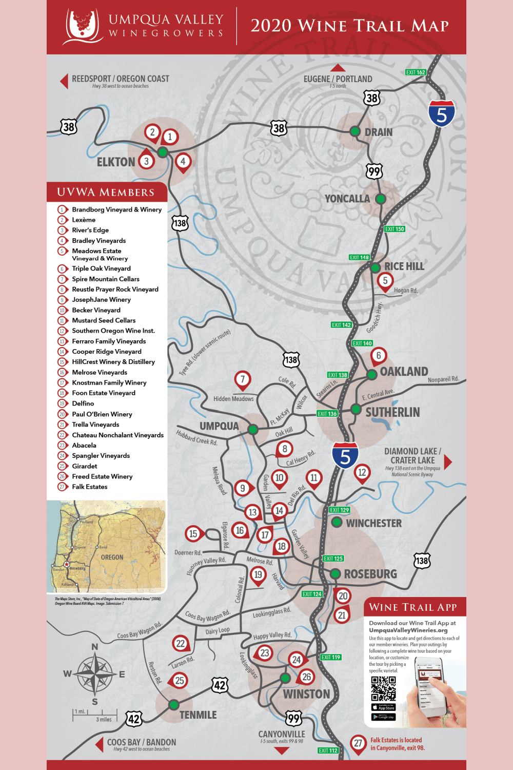 2020 Umpqua Wine Trail Map pinterest pin