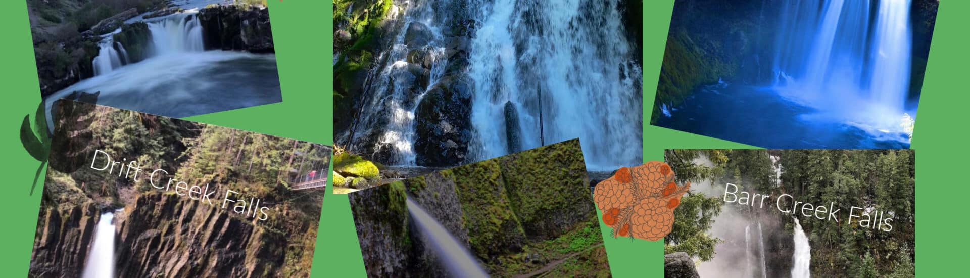 6 waterfalls in a waterfall collage banner