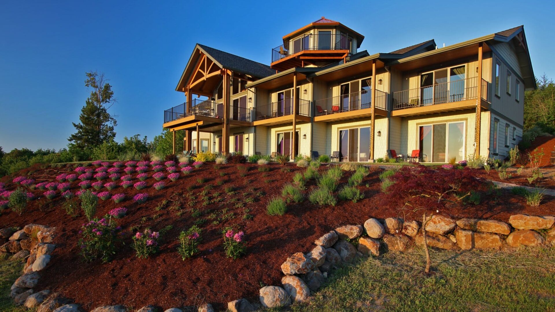 Bellas Collina sits atop a hill overlooking the Willamette Valley