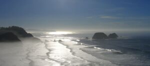 Stunning view of the Oregon Coast with blue hues