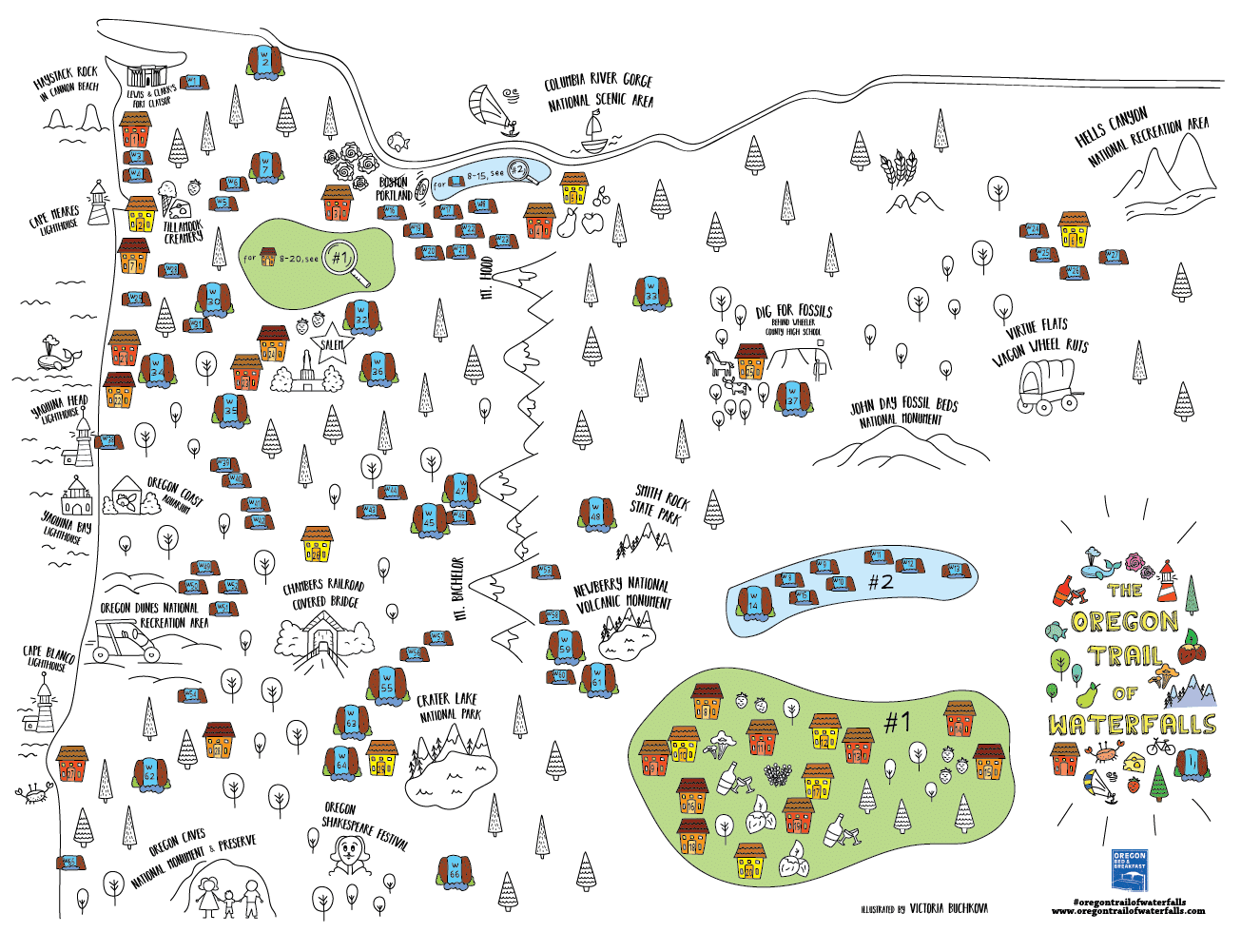 Oregon Trail Of Waterfall Map Front