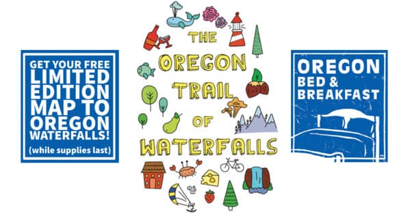 The Oregon Trail of Waterfalls Map with Logos