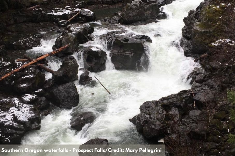 Prospect Falls tumbling down basalt rocks